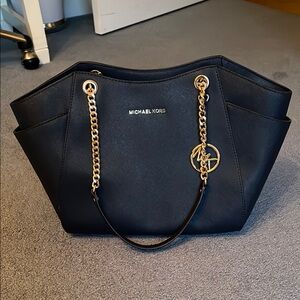 Michael Kors Navy Blue Tote Bag with Sleek Design